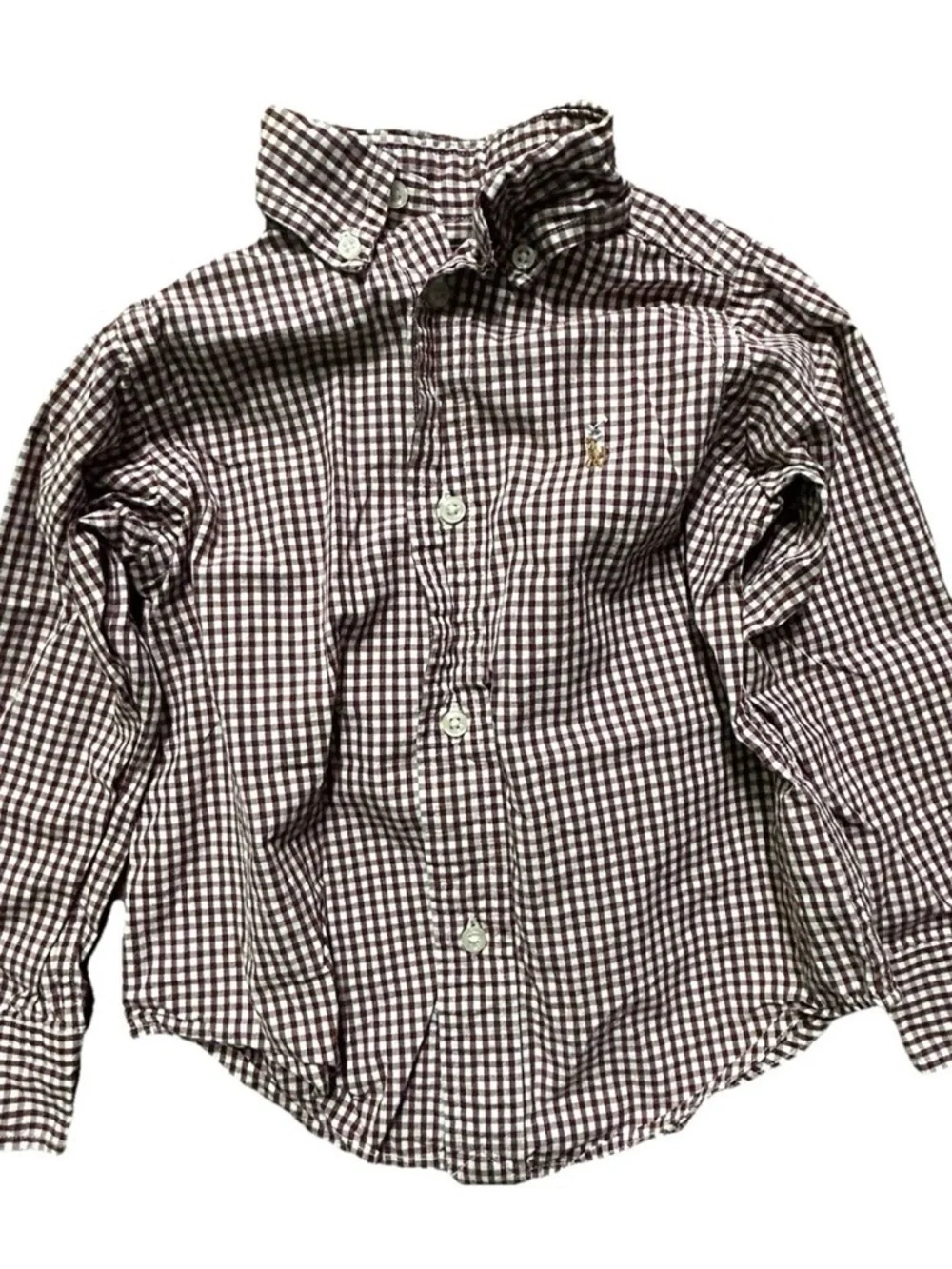 Toddler Boy Ralph Lauren Burgundy White Plaid Button Down Shirt Size 2T